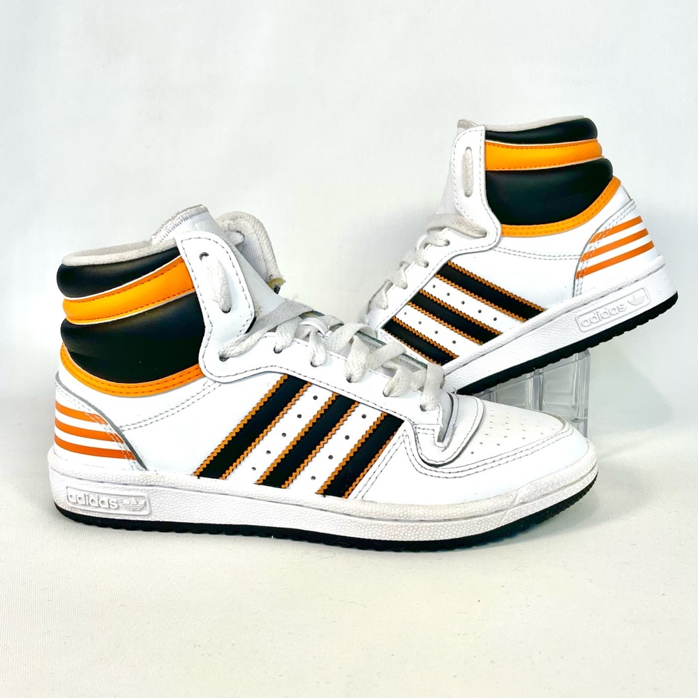 Adidas Top Ten RB Hi Womens 6.5 White Orange Leather High Top Sneakers